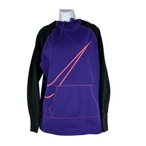 Nike Therma Fit XL Purple Black Hoodie Kangaroo Pocket Warm Sportswear